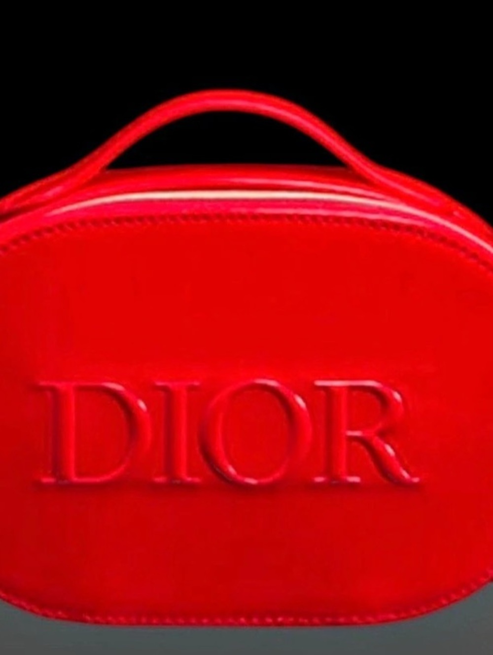 Dior Beauty Red Patent Oval Vanity Case with Handle